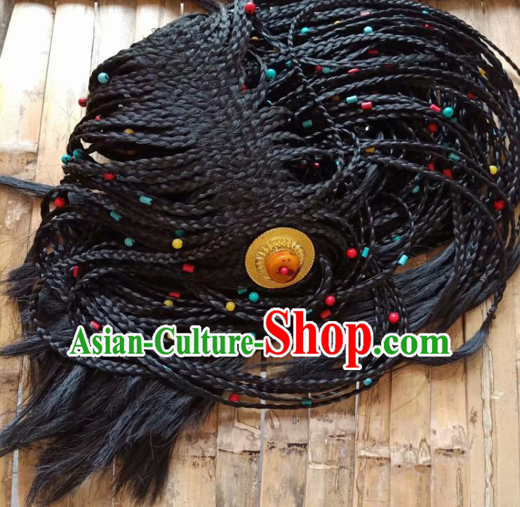 Chinese Traditional Zang Ethnic Braid Hair Accessories Tibetan Nationality Headwear for Women