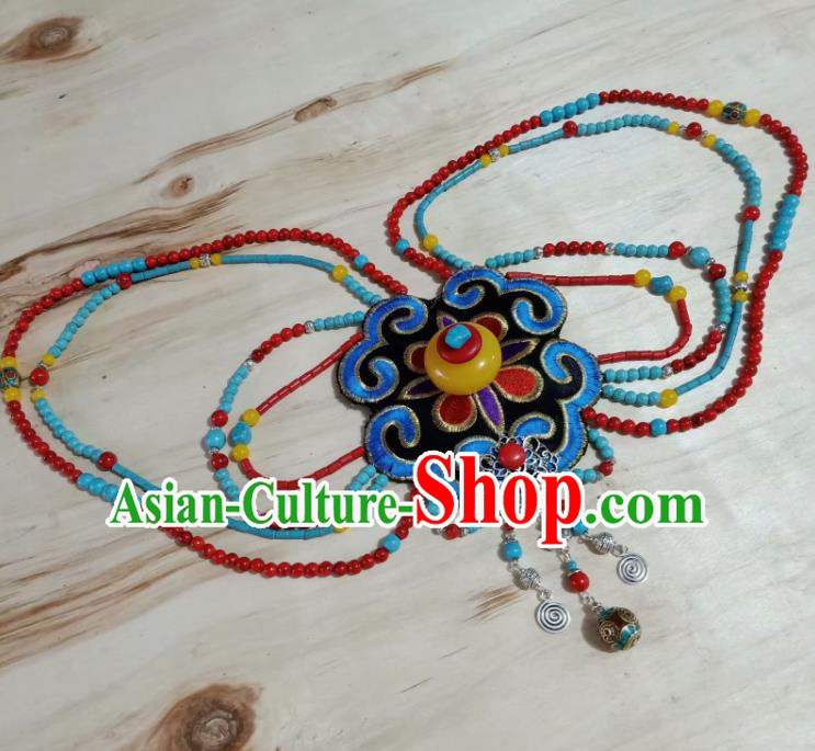 Chinese Traditional Zang Ethnic Blue Hair Clasp Hair Accessories Tibetan Nationality Headwear for Women