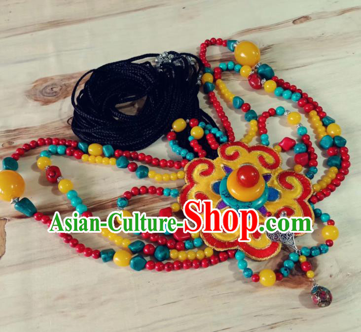 Chinese Traditional Zang Ethnic Yellow Hair Clasp Hair Accessories Tibetan Nationality Headwear for Women