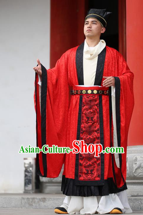 Chinese Ancient Tang Dynasty Bridegroom Hanfu Clothing Traditional Wedding Replica Costume for Men