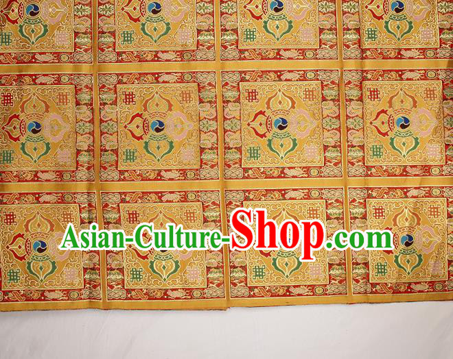 Asian Chinese Traditional Pattern Golden Brocade Buddhism Tibetan Robe Satin Fabric Chinese Silk Material