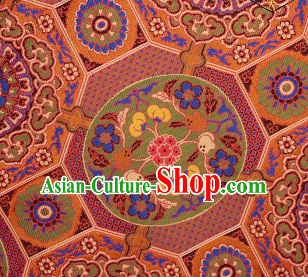 Asian Chinese Traditional Pattern Purplish Red Brocade Buddhism Tibetan Robe Satin Fabric Chinese Silk Material