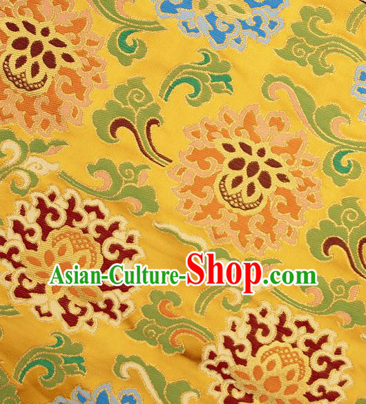 Asian Chinese Traditional Buddhism Lotus Pattern Golden Brocade Tibetan Robe Satin Fabric Silk Material