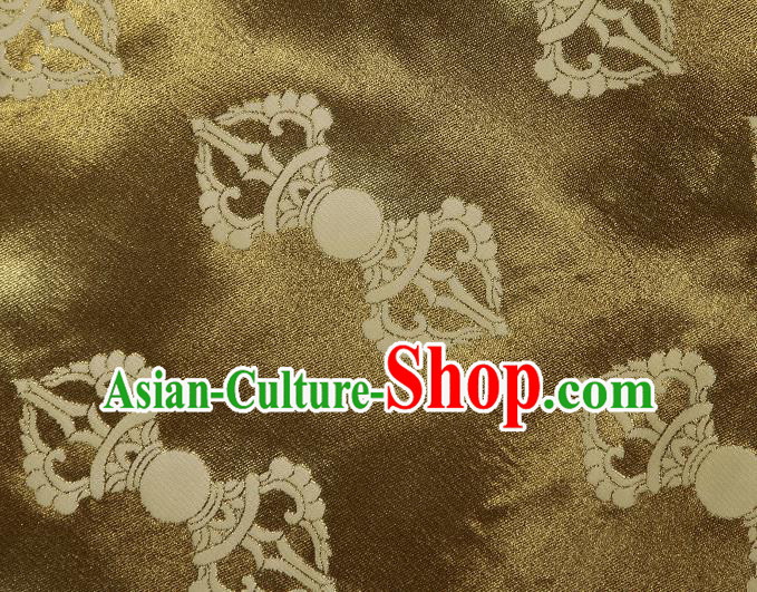 Asian Chinese Traditional Buddhism Vajra Pattern Olive Green Brocade Tibetan Robe Satin Fabric Silk Material