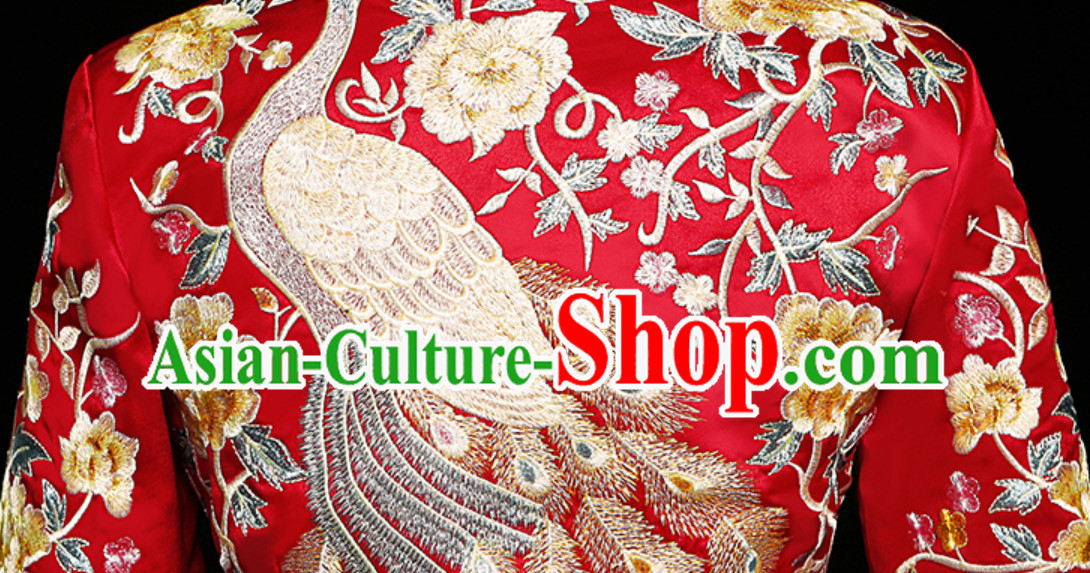 Chinese Classical Embroidered Phoenix Ancient Bride Wedding Dresses for Women
