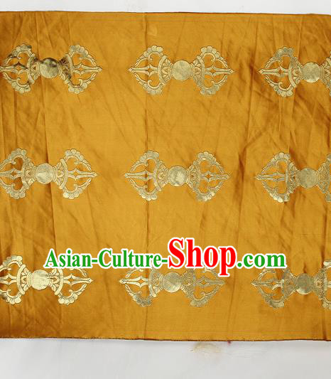 Asian Chinese Traditional Buddhism Vajra Pattern Yellow Brocade Tibetan Robe Satin Fabric Silk Material