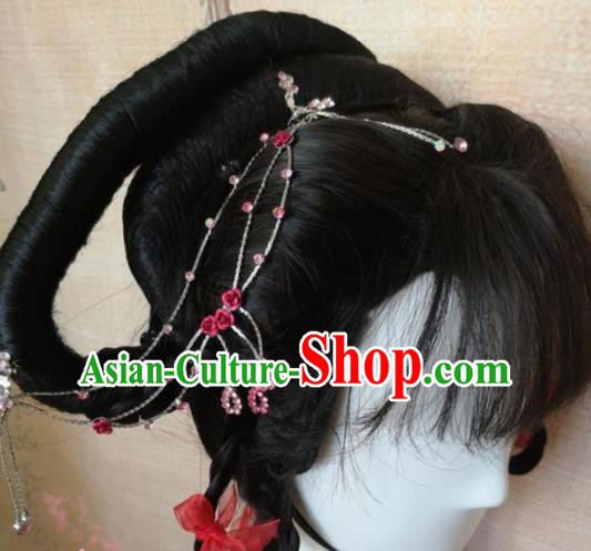 Chinese Traditional Cosplay Beijing Opera Wigs Ancient Nobility Lady Wig Sheath Hair Accessories for Women