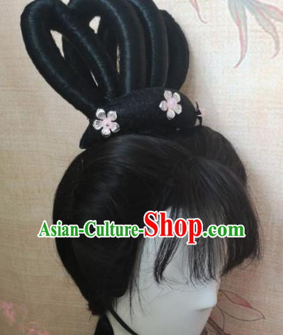 Chinese Traditional Cosplay Flying Apsaras Wigs Ancient Nobility Lady Wig Sheath Hair Accessories for Women