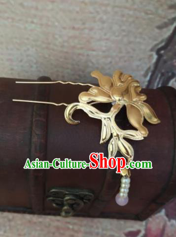 Chinese Traditional Princess Tassel Golden Hairpins Ancient Court Lady Hair Accessories for Women