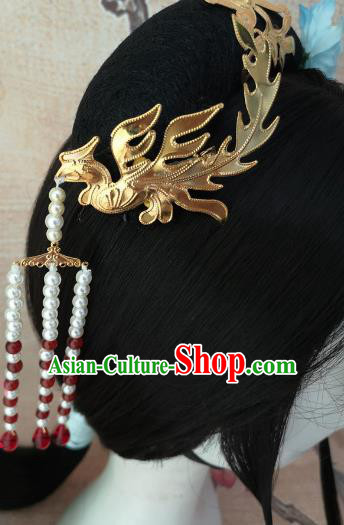 Chinese Traditional Princess Beads Tassel Phoenix Hairpins Ancient Court Lady Hair Accessories for Women