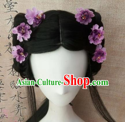 Chinese Traditional Cosplay Court Maid Wigs Ancient Maidservants Wig Sheath Hair Accessories for Women