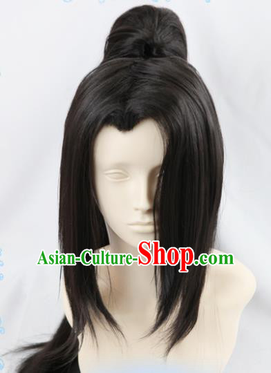 Chinese Traditional Cosplay Young Hero Wigs Ancient Swordsman Wig Sheath Hair Accessories for Men