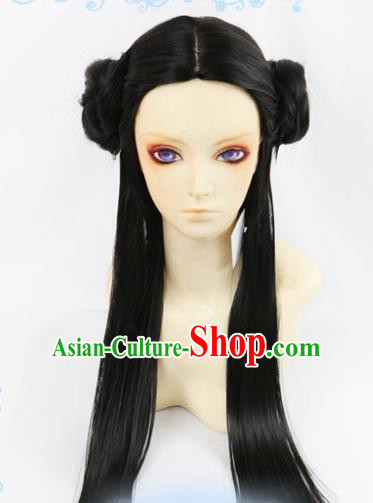Chinese Traditional Cosplay Princess Hair Wigs Ancient Female Swordsman Wig Sheath Hair Accessories for Women