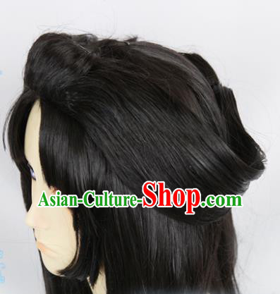 Japanese Traditional Cosplay Onmyoji Black Long Wigs Sheath Ancient Geisha Wig Hair Accessories for Women