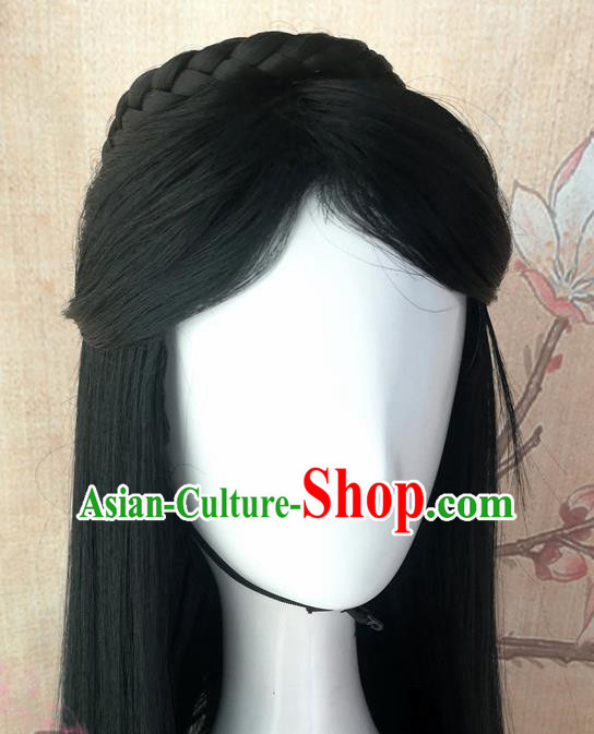 Chinese Traditional Cosplay Goddess Swordsman Wigs Ancient Palace Princess Wig Sheath Hair Accessories for Women