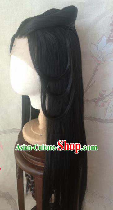 Chinese Traditional Cosplay Han Dynasty Princess Wigs Ancient Female Swordsman Wig Sheath Hair Accessories for Women