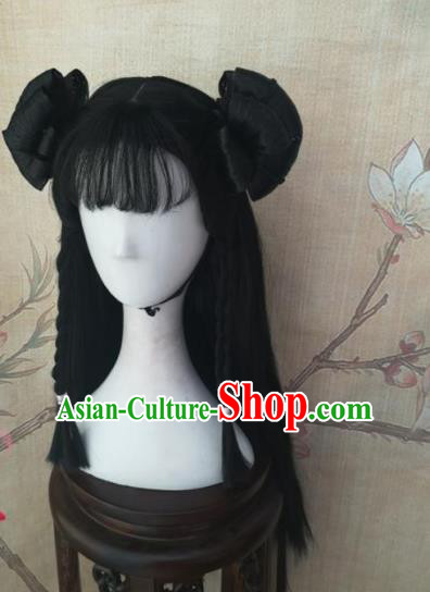 Chinese Traditional Cosplay Swordswoman Li Bilian Wigs Ancient Nobility Lady Wig Sheath Hair Accessories for Women