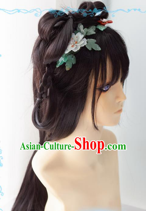 Chinese Traditional Cosplay Imperial Concubine Wigs Ancient Swordswoman Wig Sheath Hair Accessories for Women