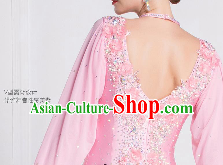 Top Grade Ballroom Dance Waltz Pink Dress Modern Dance International Dance Costume for Women