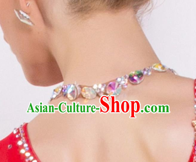 Handmade Latin Dance Competition Necklace International Rumba Dance Crystal Accessories for Women