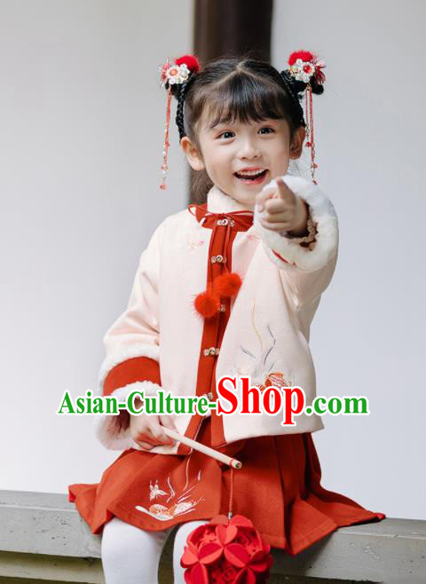 Chinese National Girls Costume Traditional New Year Tang Suit for Kids