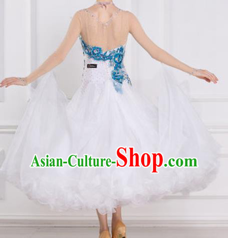 Top Grade Modern Dance Diamante Dress Ballroom Dance International Waltz Competition Costume for Women