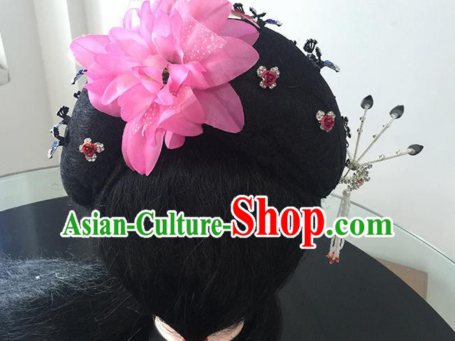 Chinese Beijing Opera Princess Headgear Traditional Peking Opera Diva Wig and Hair Accessories for Kids
