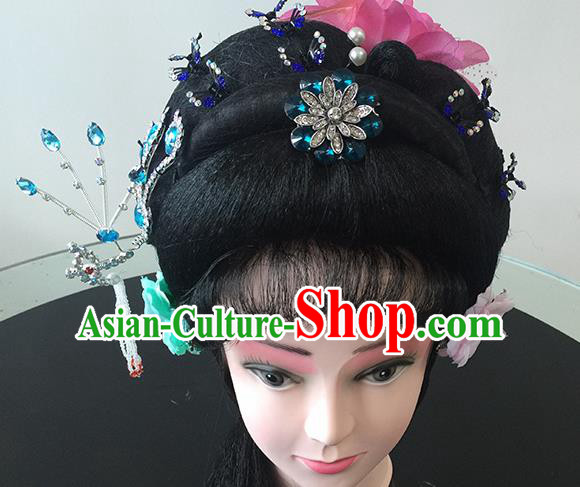 Chinese Beijing Opera Princess Headgear Traditional Peking Opera Diva Wig and Hair Accessories for Women