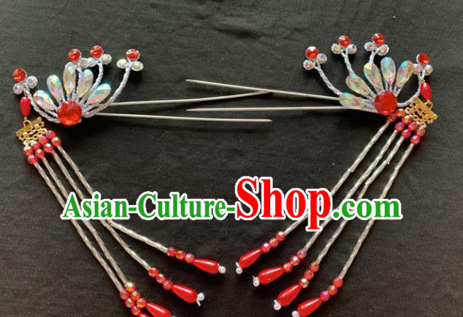 Chinese Beijing Opera Diva Phoenix Tassel Hairpins Headgear Traditional Peking Opera Queen Hair Accessories for Women