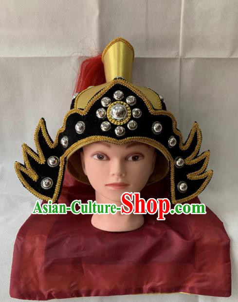 Chinese Beijing Opera Takefu Hat Traditional Peking Opera Soldier Helmet Headwear for Men