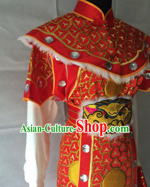 Chinese Beijing Opera Takefu Red Clothing Traditional Peking Opera Soldier Costume for Men