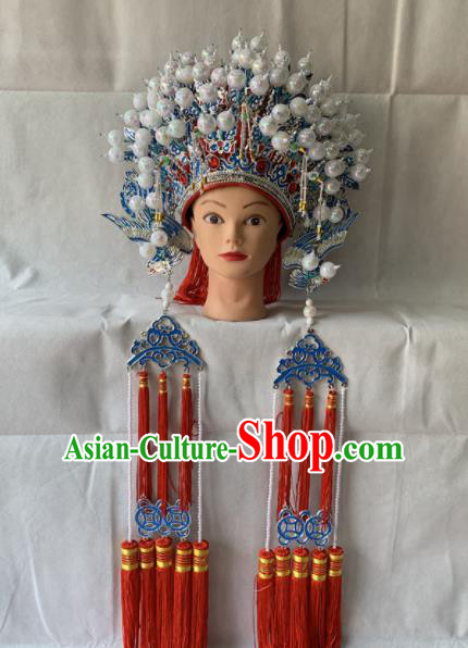 Chinese Beijing Opera Diva Red Phoenix Coronet Traditional Peking Opera Bride Hair Accessories for Women