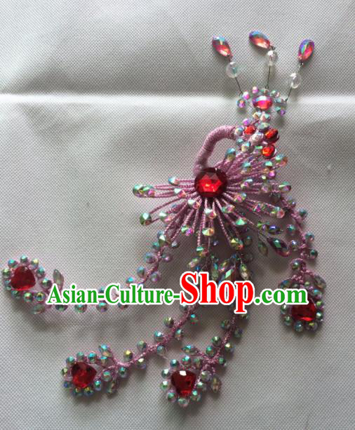 Chinese Beijing Opera Princess Pink Phoenix Hairpins Traditional Peking Opera Diva Hair Accessories for Women