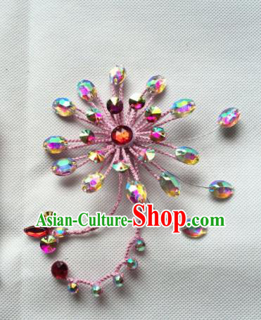 Chinese Beijing Opera Diva Pink Hair Claw Hairpins Traditional Peking Opera Hair Accessories for Women