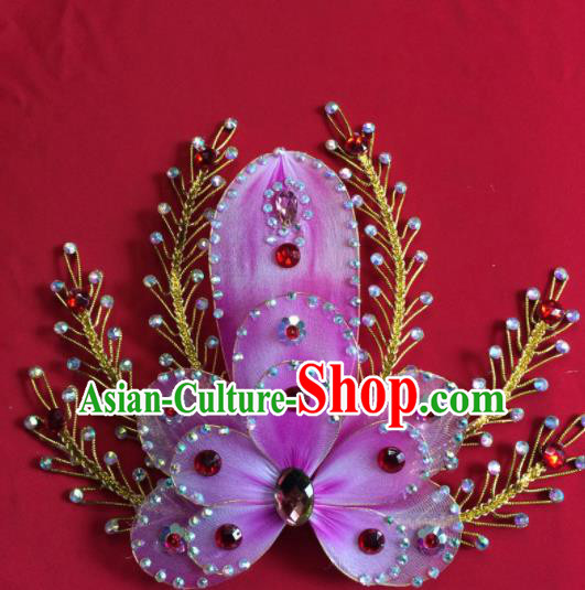 Chinese Beijing Opera Actress Purple Flower Hairpins Traditional Peking Opera Princess Hair Accessories for Women