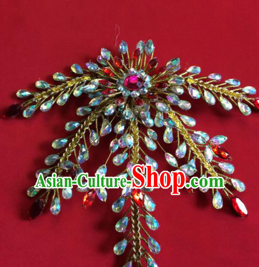 Chinese Ancient Princess Crystal Phoenix Hairpin Traditional Peking Opera Actress Hair Accessories for Women