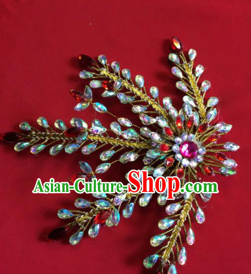 Chinese Ancient Princess Crystal Phoenix Hairpin Traditional Peking Opera Actress Hair Accessories for Women