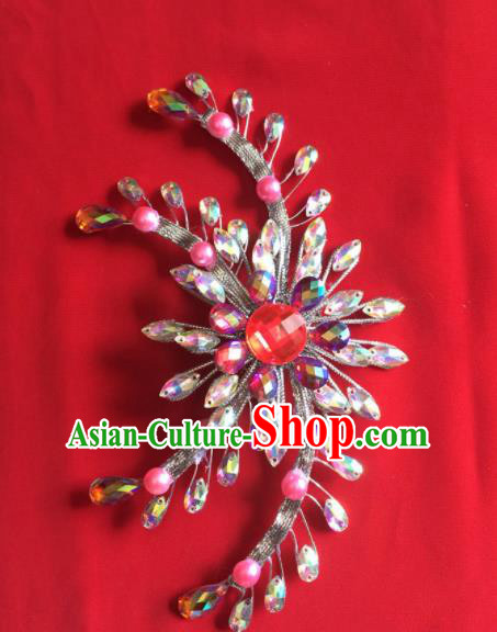 Chinese Beijing Opera Princess Crystal Hair Claw Hairpins Traditional Peking Opera Diva Hair Accessories for Women
