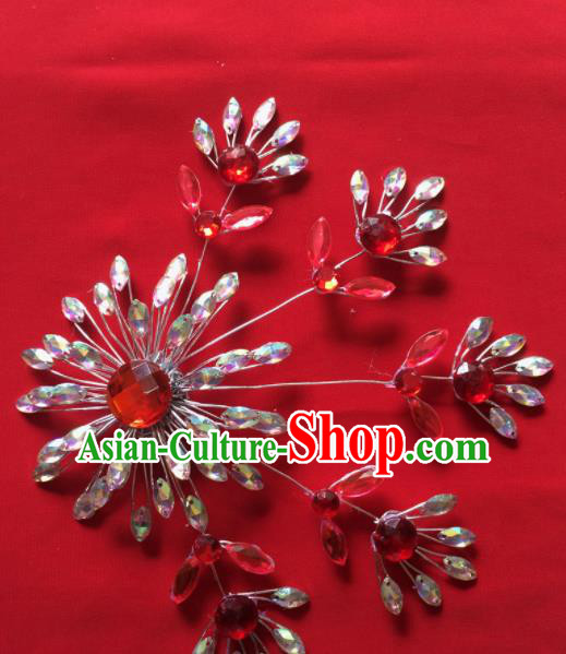 Chinese Beijing Opera Actress Crystal Hair Claw Hairpins Traditional Peking Opera Princess Hair Accessories for Women