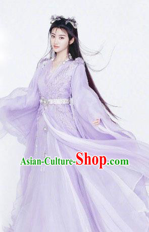 Chinese Ancient Female Swordsman Purple Hanfu Dress Traditional Ming Dynasty Royal Princess Costumes for Women