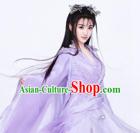 Chinese Ancient Female Swordsman Purple Hanfu Dress Traditional Ming Dynasty Royal Princess Costumes for Women