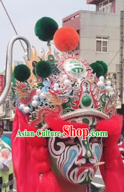 Chinese Sichuan Opera Change Face Green Hat Traditional Peking Opera Hair Accessories for Men