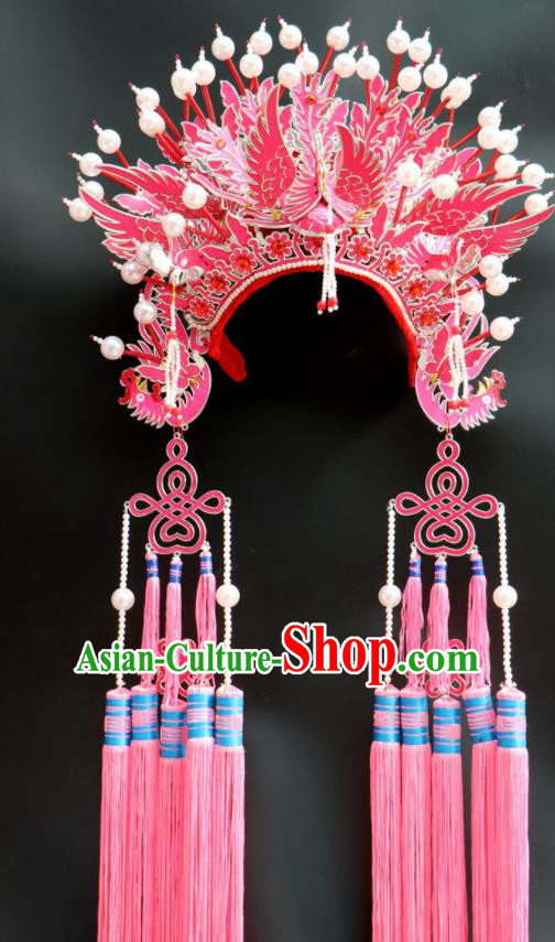 Chinese Beijing Opera Imperial Consort Phoenix Coronet Traditional Peking Opera Bride Hat Hair Accessories for Women