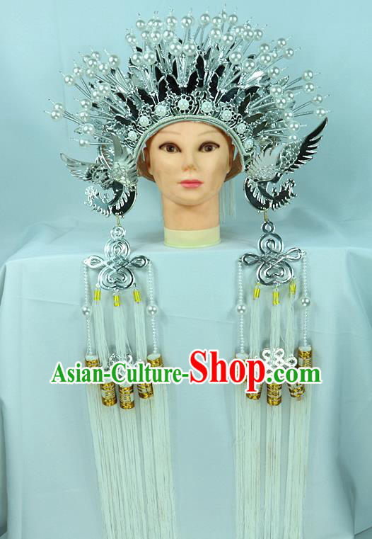 Chinese Beijing Opera Queen Butterfly Phoenix Coronet Traditional Peking Opera Bride Hat Hair Accessories for Women
