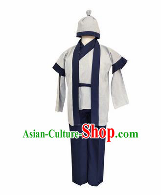 Chinese Ancient Civilian White Clothing Traditional Ming Dynasty Farmer Costume for Men