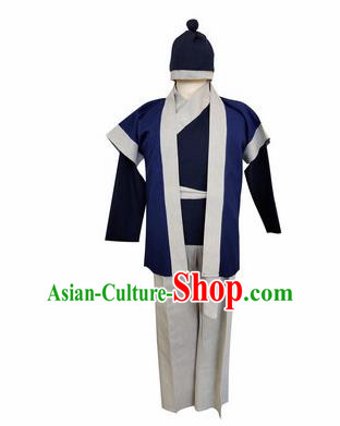 Chinese Ancient Civilian Navy Clothing Traditional Ming Dynasty Farmer Costume for Men
