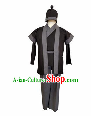 Chinese Ancient Civilian Black Clothing Traditional Ming Dynasty Farmer Costume for Men