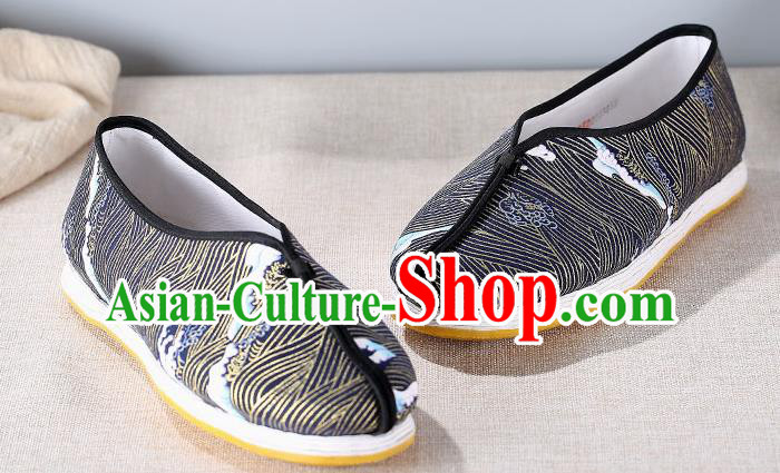 Chinese Traditional Handmade Navy Cloth Shoes National Multi Layered Cloth Shoes for Men