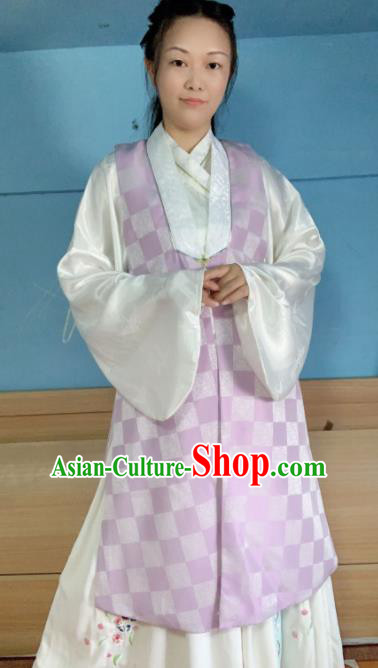 Chinese Ancient Nobility Lady Purple Long Vest Traditional Ming Dynasty Princess Costume for Women