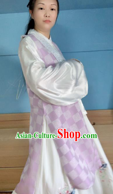 Chinese Ancient Nobility Lady Purple Long Vest Traditional Ming Dynasty Princess Costume for Women
